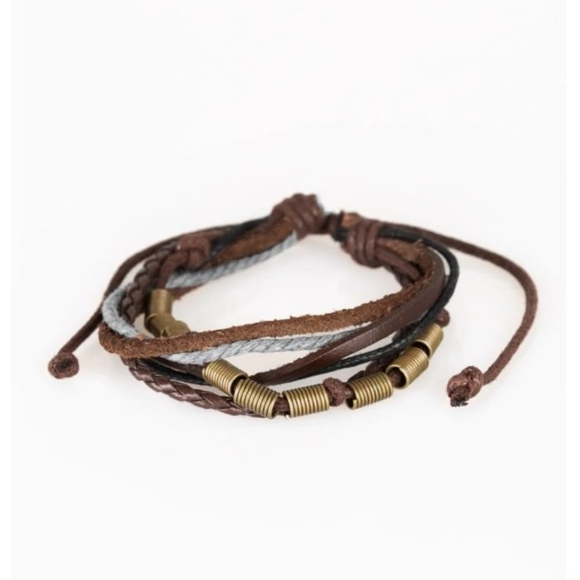Paparazzi Brown and Gray Multi-Strand Bracelet Forrest Front Runner Brown Urban - Picture 1 of 3